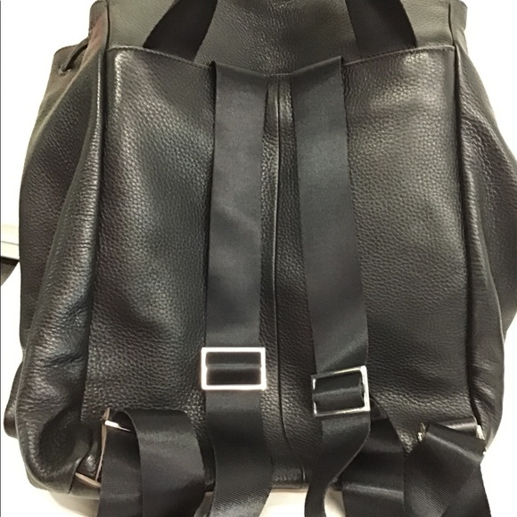 Isaac Mizrahi Black Leather Drawstring Backpack-NWOT - Picture 7 of 14